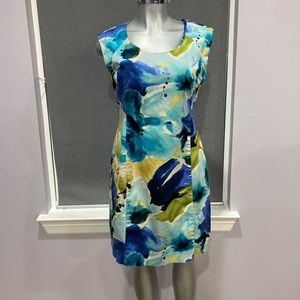 Apt. 9 Aqua & Navy Floral Fit-and-Flare Mini Dress
